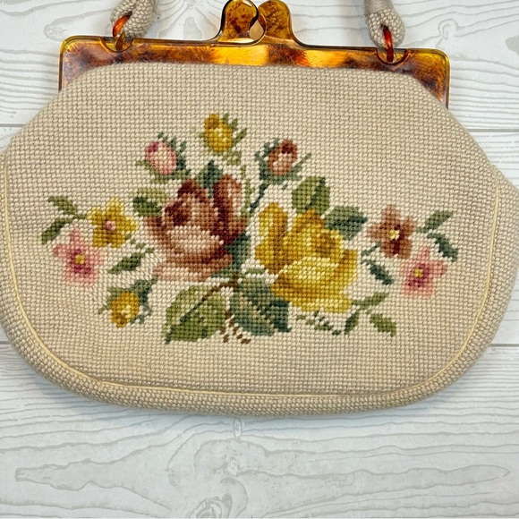 Vintage Maud Hundley Tapestry Needlepoint Purse Bag Floral - Picture 2 of 16